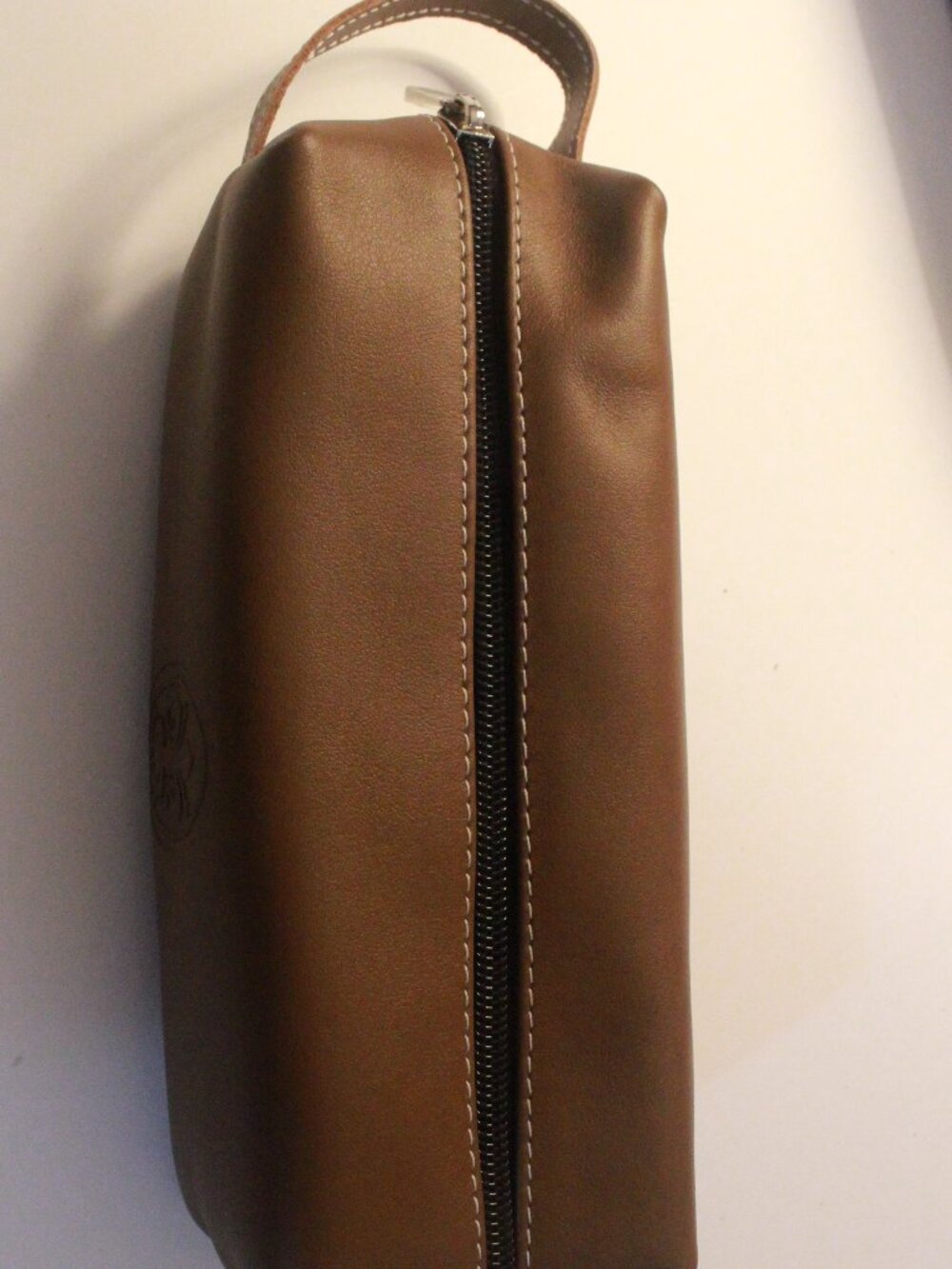 Brown Firenze Fleur-de-Lis Travel Toiletry Bag Dopp Kit